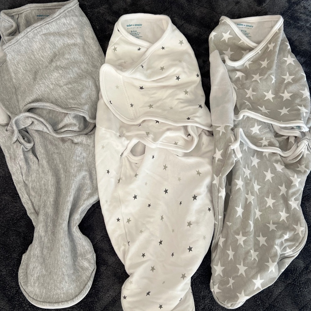 Aden + Anais easy wrap swaddles set of 3 EUCs size 0-3 months